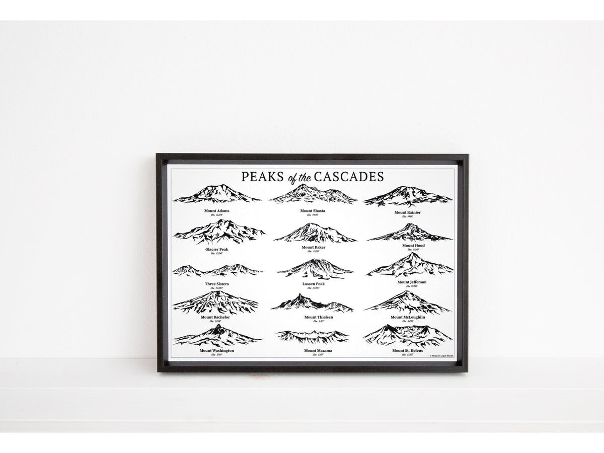 Peaks of the Cascades Chart - Open Edition Print