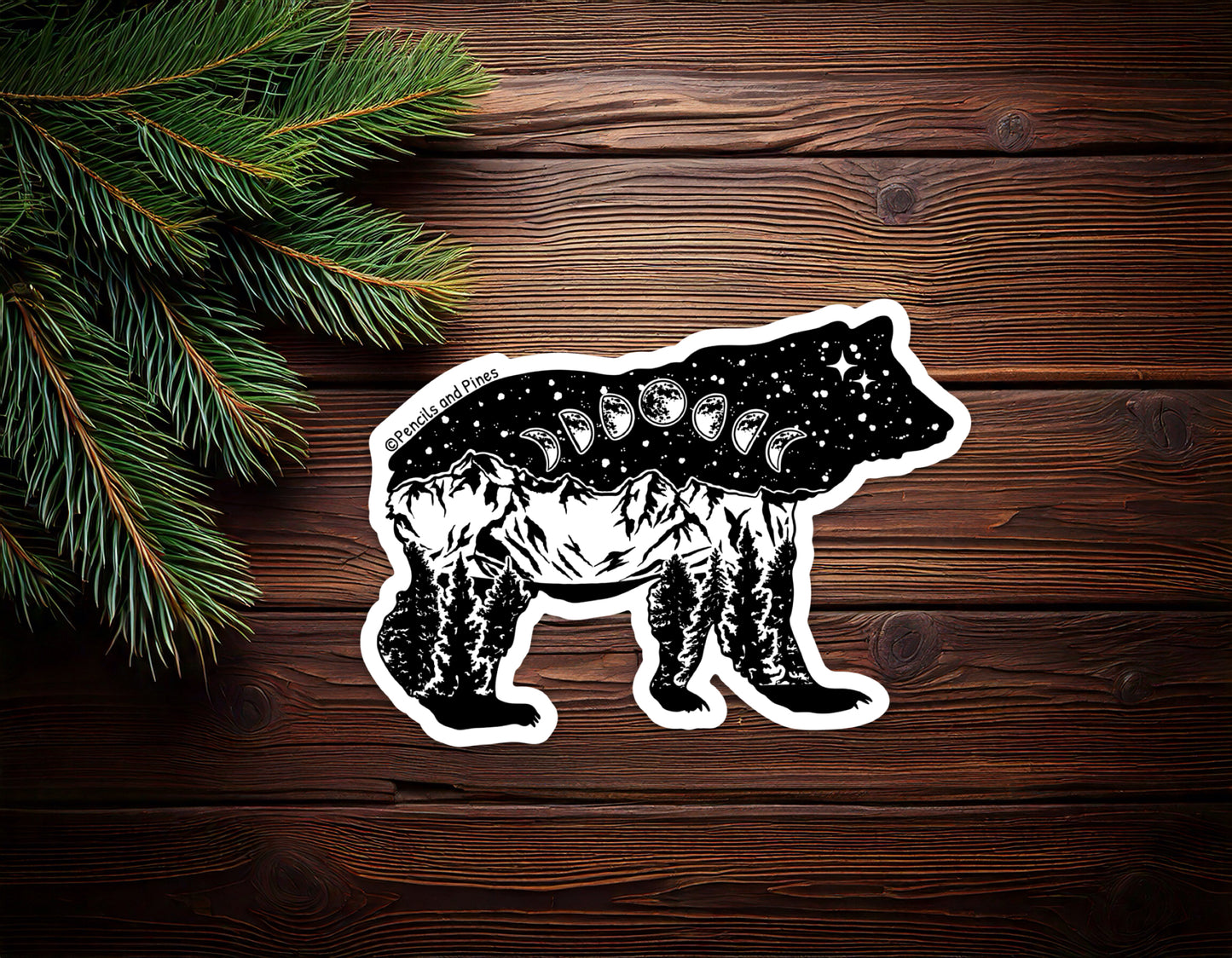 Moon Phases Bear Sticker