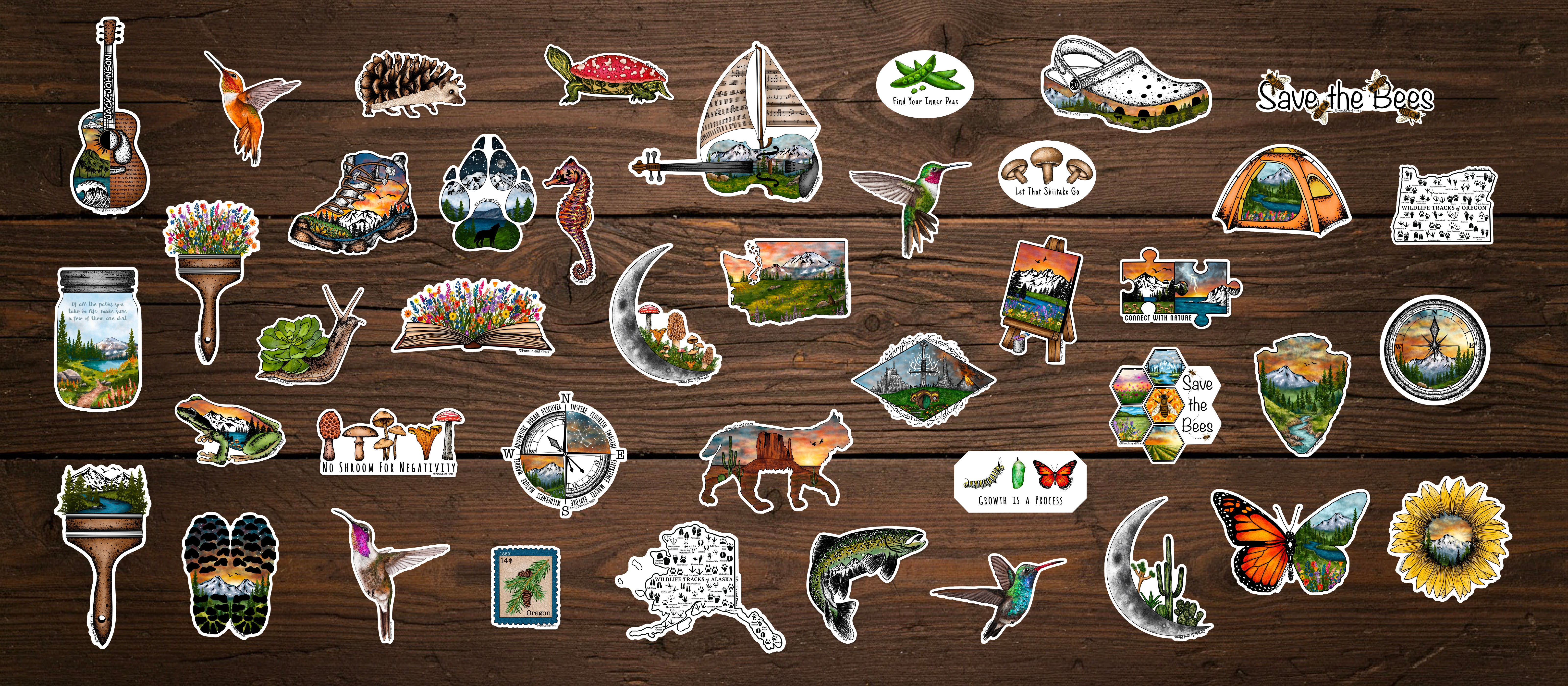 Waterproof Stickers – Pencils and Pines