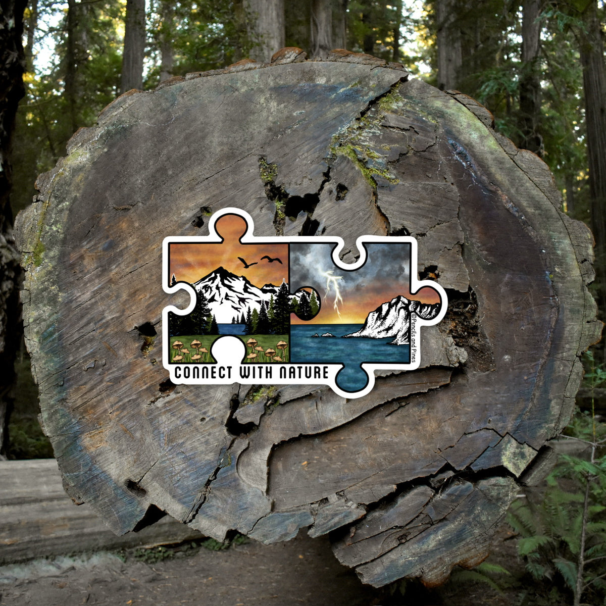 Connect with Nature Puzzle Piece Sticker