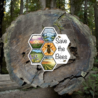Save the Bees Honey Comb Sticker