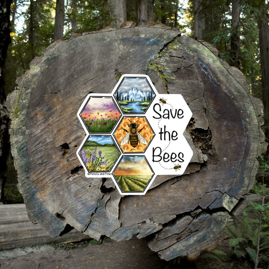 Save the Bees Honey Comb Sticker