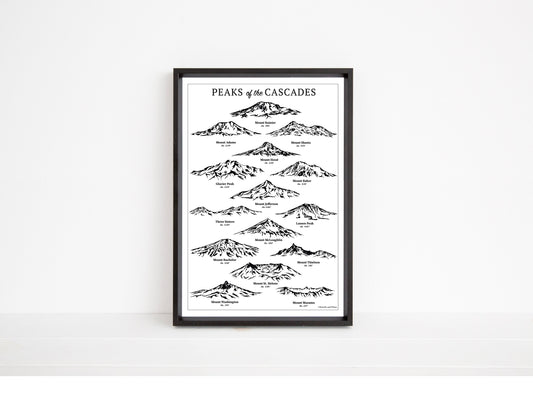 Peaks of the Cascades Chart - Open Edition Print
