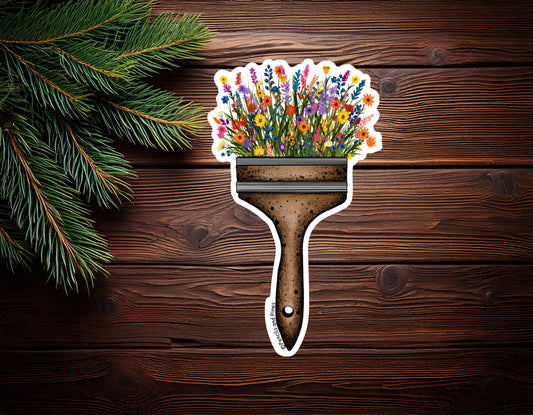 Floral Paint Brush Sticker