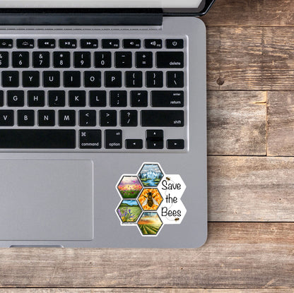 Save the Bees Honey Comb Sticker