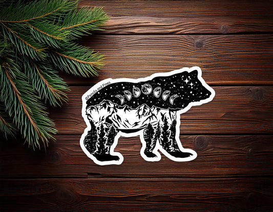 Moon Phases Bear Sticker