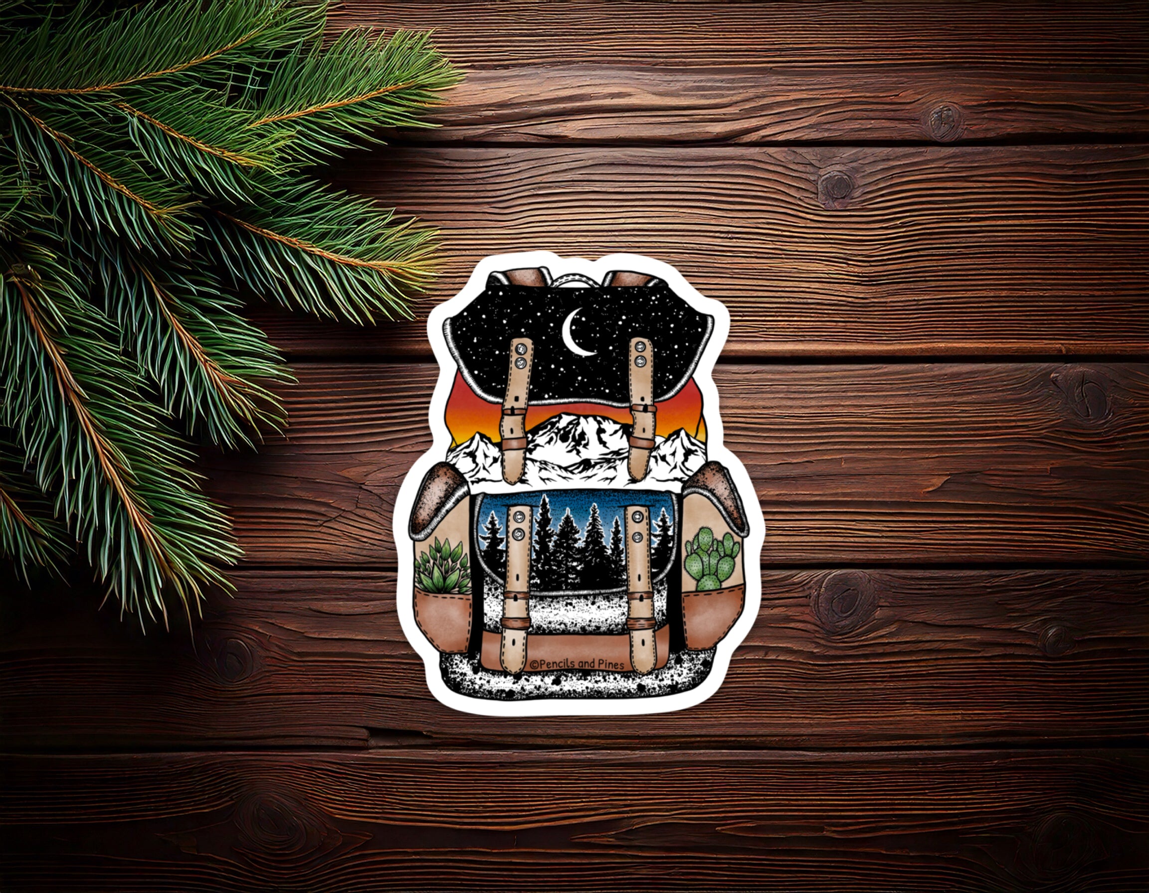 Adventure Backpack Sticker – Pencils and Pines