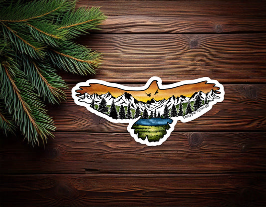 Heart of the Mountains Hawk Sticker