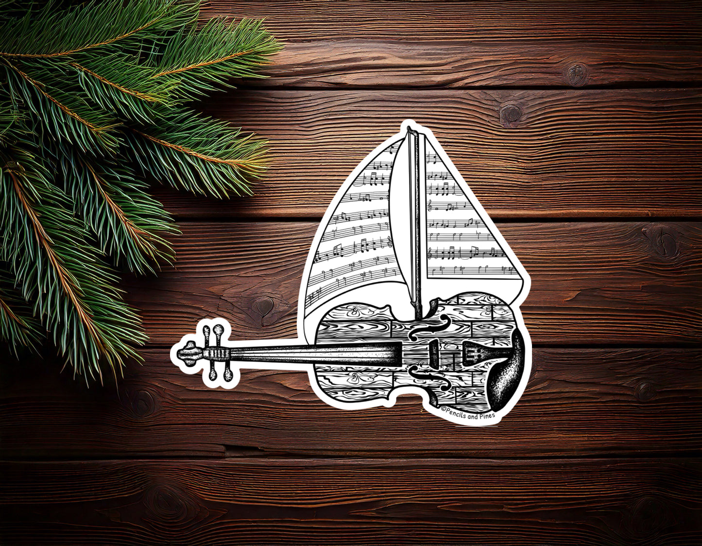 Violin Ship Sticker