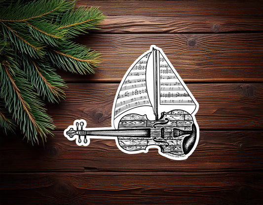 Violin Ship Sticker