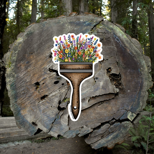 Floral Paint Brush Sticker