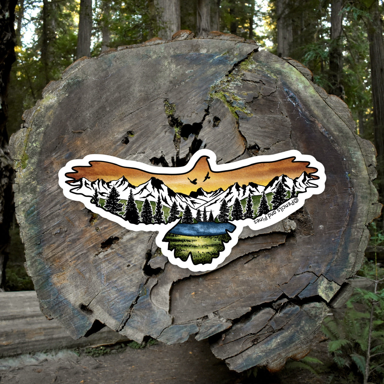 Heart of the Mountains Hawk Sticker