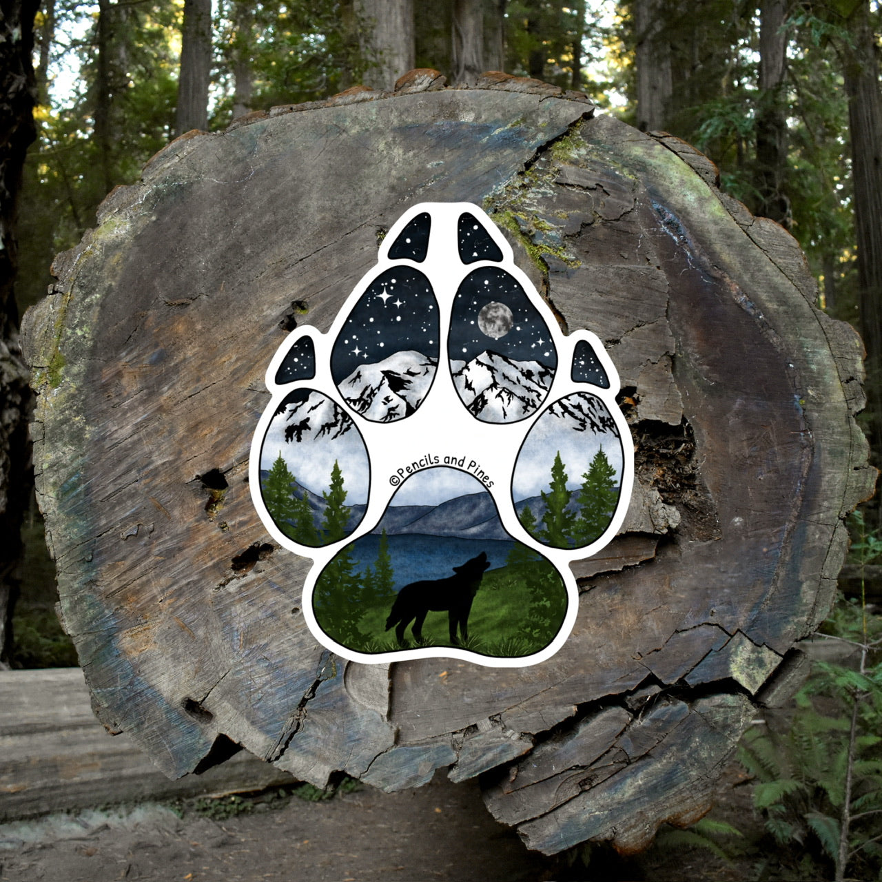 Wolf Paw Print Sticker