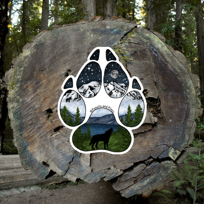 Wolf Paw Print Sticker